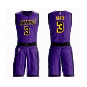 Men's Los Angeles Lakers #3 Anthony Davis Authentic Purple Basketball Suit Jersey - City Edition