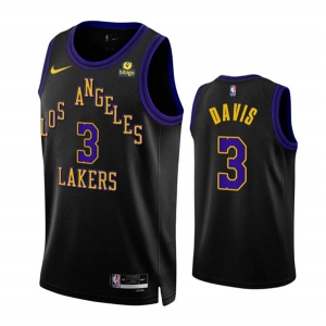 Men's Los Angeles Lakers #3 Anthony Davis Black 2023-24 City Edition Stitched Basketball Jersey