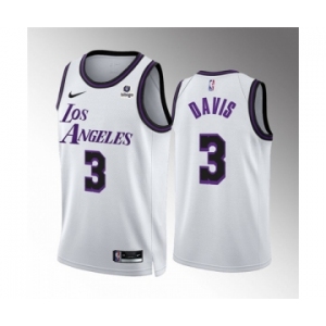Men's Los Angeles Lakers #3 Anthony Davis White City Edition Stitched Basketball Jersey