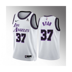 Men's Los Angeles Lakers #37 Matt Ryan White City Edition Stitched Basketball Jersey