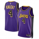 Men's Los Angeles Lakers #4 Dalton Knecht Purple 2024 Draft Statement Edition Stitched Basketball Jersey