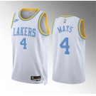 Men's Los Angeles Lakers #4 Skylar Mays White Classic Edition Stitched Basketball Jersey