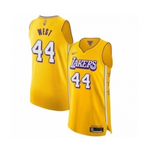 Men's Los Angeles Lakers #44 Jerry West Authentic Gold 2019-20 City Edition Basketball Jersey
