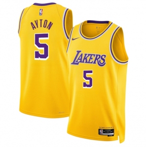 Men's Los Angeles Lakers #5 Deandre Ayton Yellow Icon Edition Stitched Basketball Jersey