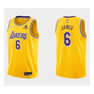 Men's Los Angeles Lakers #6 LeBron James 75th Anniversary Diamond Gold 2021 Stitched Basketball Jersey