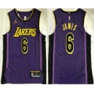 Men's Los Angeles Lakers #6 LeBron James Purple 2022 Jordan AU Stitched Jersey