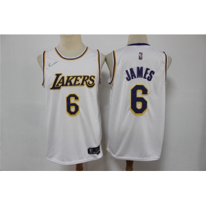 Men's Los Angeles Lakers #6 LeBron James White 75th Anniversary Diamond 2021 Stitched Jersey