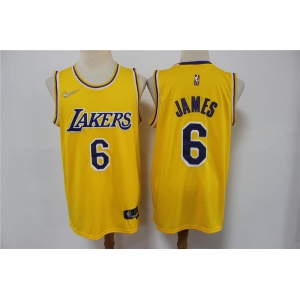Men's Los Angeles Lakers #6 LeBron James Yellow 75th Anniversary Diamond 2021 Stitched Jersey