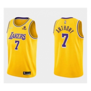 Men's Los Angeles Lakers #7 Carmelo Anthony 75th Anniversary Diamond Gold 2021 Stitched Basketball Jersey