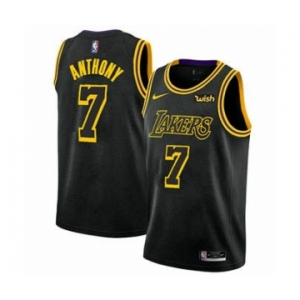 Men's Los Angeles Lakers #7 Carmelo Anthony Black Gold Stitched Basketball Jersey