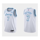 Men's Los Angeles Lakers #7 Carmelo Anthony White City Edition Classic Stitched Basketball Jersey