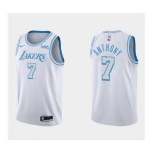 Men's Los Angeles Lakers #7 Carmelo Anthony White City Edition Classic Stitched Basketball Jersey