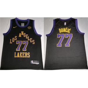 Men's Los Angeles Lakers #77 Luka Doncic Black 2025 Stitched Basketball Jersey