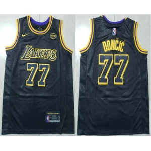 Men's Los Angeles Lakers #77 Luka Doncic Black Stitched Jersey