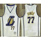 Men's Los Angeles Lakers #77 Luka Doncic Cream Throwback Swingman Jersey