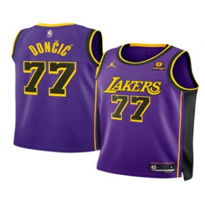 Men's Los Angeles Lakers #77 Luka Doncic Purple 2025 Statement Edition Stitched Jersey
