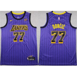 Men's Los Angeles Lakers #77 Luka Doncic Purple 2025 Stitched Basketball Jersey