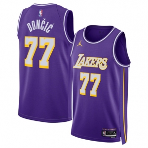 Men's Los Angeles Lakers #77 Luka Doncic Purple 2025 new Statement Edition Stitched Basketball Jersey