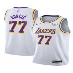 Men's Los Angeles Lakers #77 Luka Doncic White 2025 Association Edition Stitched Jersey