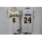 Men's Los Angeles Lakers #8 #24 Kobe Bryant White 75th Anniversary Diamond 2021 Stitched Jersey
