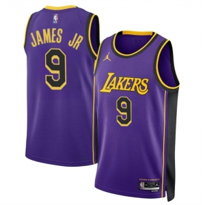 Men's Los Angeles Lakers #9 Bronny James Jr. Purple 2024 Draft Statement Edition Stitched Basketball Jersey