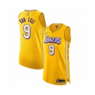 Men's Los Angeles Lakers #9 Nick Van Exel Authentic Gold 2019-20 City Edition Basketball Jersey