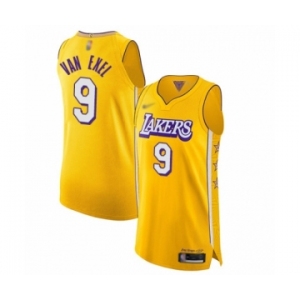 Men's Los Angeles Lakers #9 Nick Van Exel Authentic Gold 2019-20 City Edition Basketball Jersey