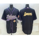 Men's Los Angeles Lakers Black Big Logo With Patch Cool Base Stitched Baseball Jerseys