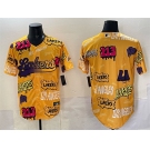 Men's Los Angeles Lakers Blank Yellow Limited Stitched Baseball Jersey