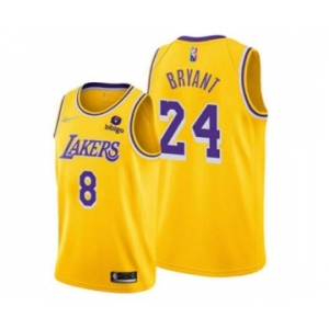 Men's Los Angeles Lakers Front #8 Back #24 Kobe Bryant 75th Anniversary Diamond Gold 2021 Stitched Basketball Jersey