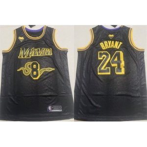 Men's Los Angeles Lakers Front #8 Back #24 Kobe Bryant Black Stitched Basketball Jersey