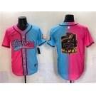 Men's Los Angeles Lakers Team Big Logo Pink Blue Limited Stitched Baseball Jersey