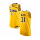 Men's Nike Los Angeles Lakers #11 Michael Beasley Authentic Gold NBA Jersey - Icon Edition