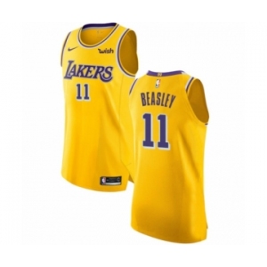 Men's Nike Los Angeles Lakers #11 Michael Beasley Authentic Gold NBA Jersey - Icon Edition