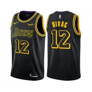 Men's Nike Los Angeles Lakers #12 Vlade Divac Swingman Black City Edition NBA Jersey