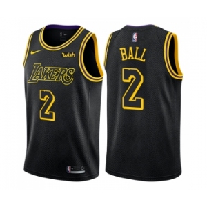 Men's Nike Los Angeles Lakers #2 Lonzo Ball Swingman Black City Edition NBA Jersey