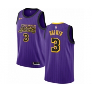 Men's Nike Los Angeles Lakers #3 Corey Brewer Authentic Purple NBA Jersey - City Edition