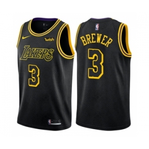Men's Nike Los Angeles Lakers #3 Corey Brewer Swingman Black City Edition NBA Jersey