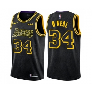 Men's Nike Los Angeles Lakers #34 Shaquille O'Neal Swingman Black City Edition NBA Jersey