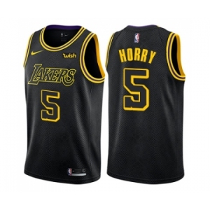 Men's Nike Los Angeles Lakers #5 Robert Horry Swingman Black City Edition NBA Jersey