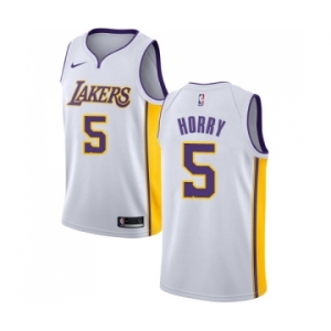 Men's Nike Los Angeles Lakers #5 Robert Horry Swingman White NBA Jersey - Association Edition