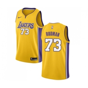 Men's Nike Los Angeles Lakers #73 Dennis Rodman Swingman Gold Home NBA Jersey - Icon Edition