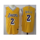 Nike Los Angeles Lakers #2 Lonzo Ball Gold Throwback Stitched NBA Jersey
