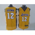 nba los angeles lakers #12 brown yellow(fans edition)