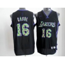 nba los angeles lakers #16 gasol black[camo fashion swingman]