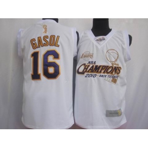 nba los angeles lakers #16 gasol white(commemorate edition)