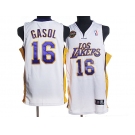 nba los angeles lakers #16 gasol white(los city edition)