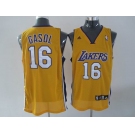 nba los angeles lakers #16 gasol yellow(fans edition)