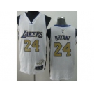 nba los angeles lakers #24 kobe bryant white[revolution 30][gold number]