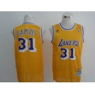 nba los angeles lakers #31 rambis yellow